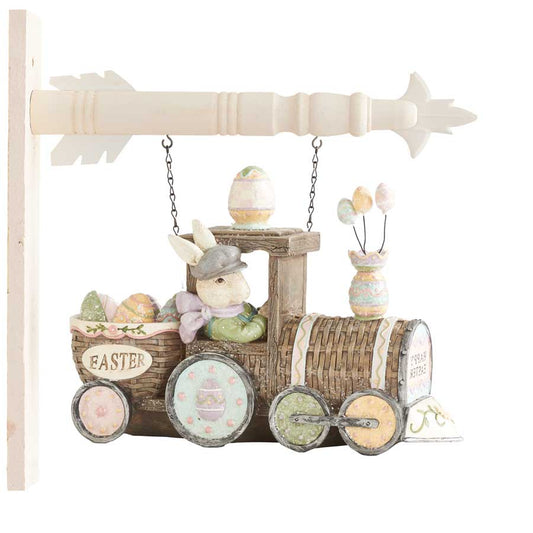 HAPPY EASTER Glittered Bunny Rabbit Train Arrow Replacement Sign