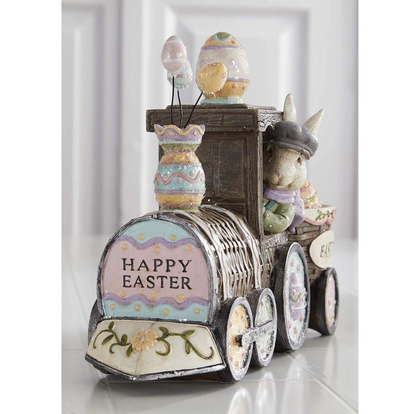 Pastel Happy Easter Glittered Bunny Train
