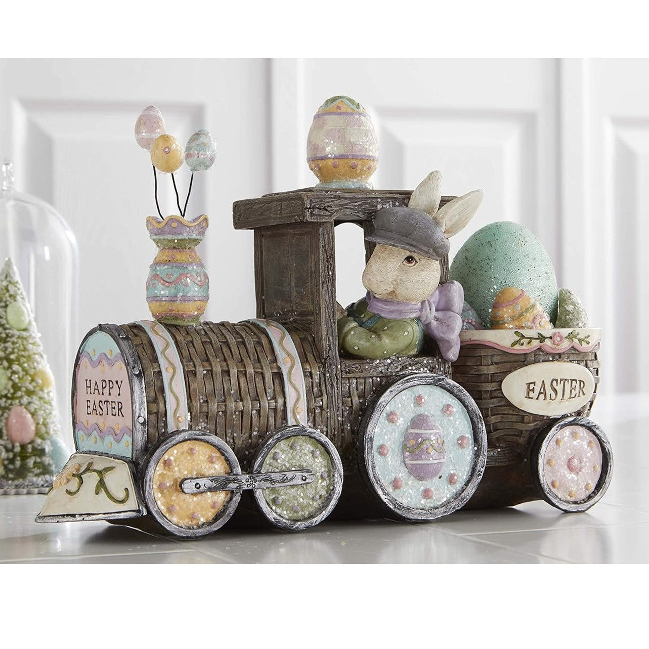 Pastel Happy Easter Glittered Bunny Train