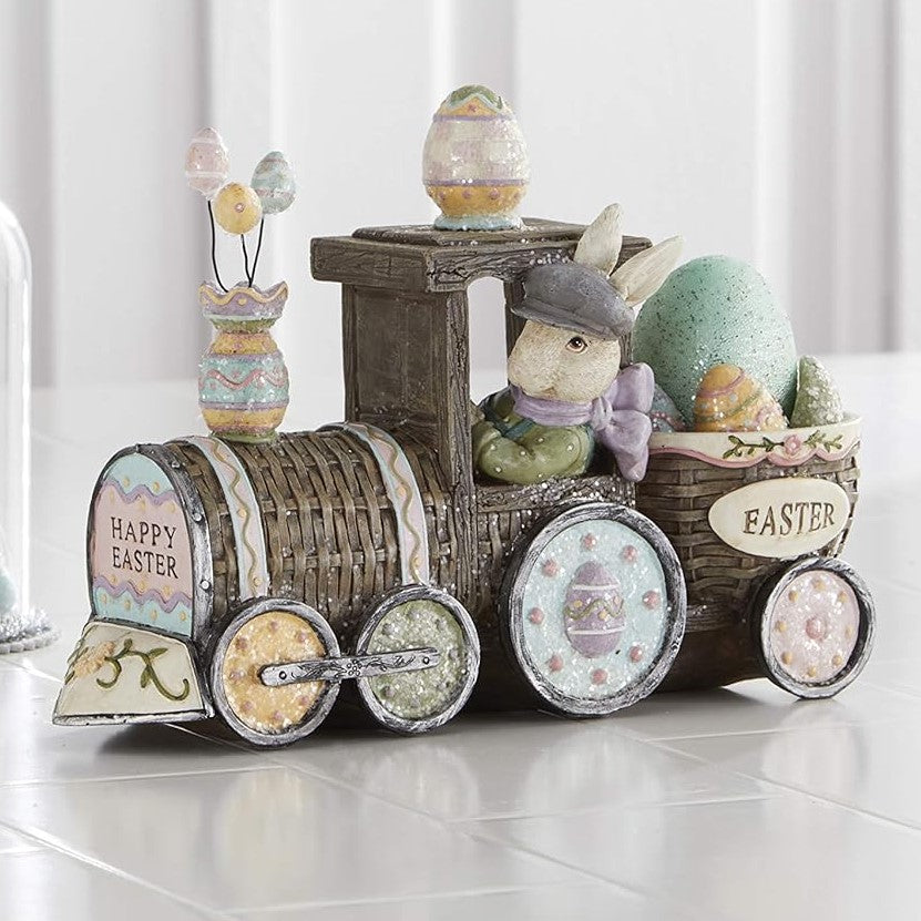 Pastel Happy Easter Glittered Bunny Train