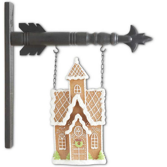 Frosted Gingerbread Steeple House Hanging Arrow Replacement Sign