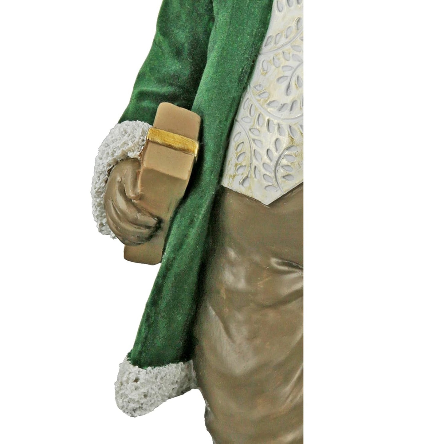 Green Velvet Santa with Gold Glittered Christmas Tree