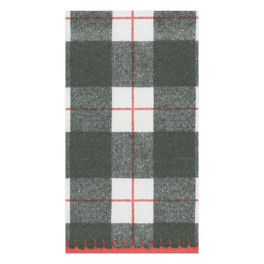 Buffalo Plaid Check Paper Linen Dinner Guest Towel Napkins in Black - 12 Per Package