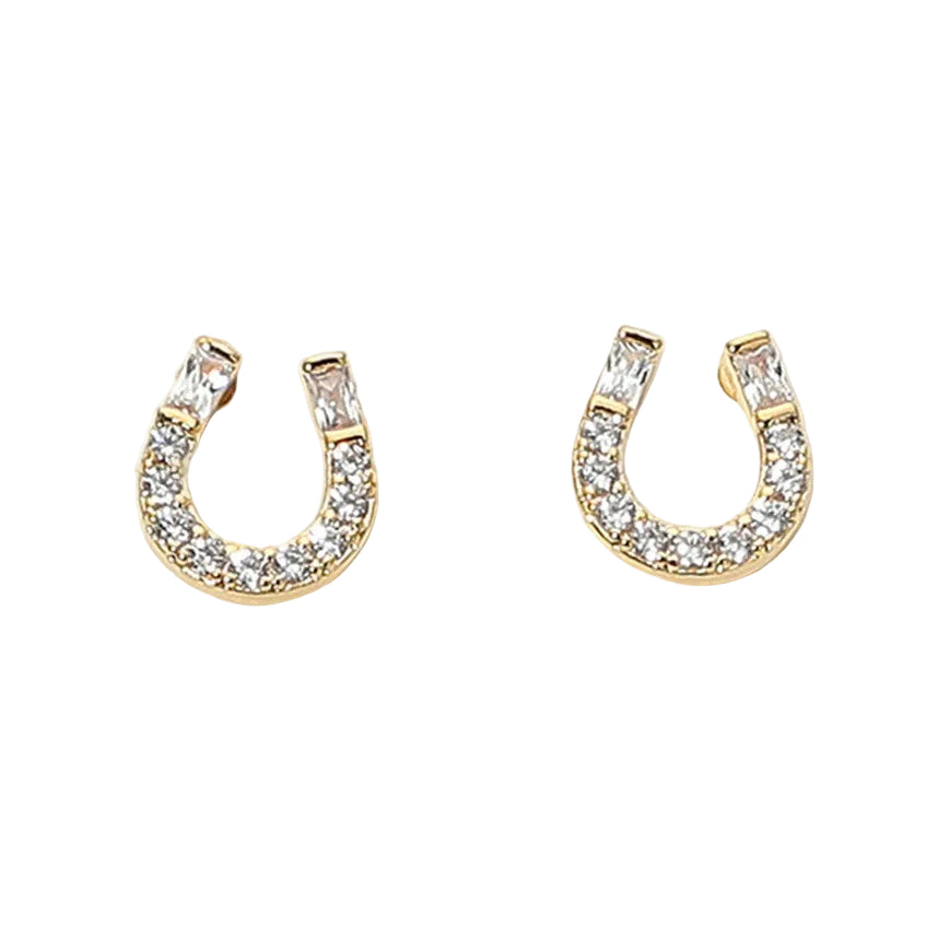 CZ Pavé Horseshoe Stud Earrings