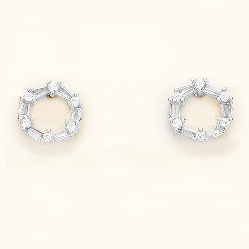 Cubic Zirconia Halo Stud Earrings