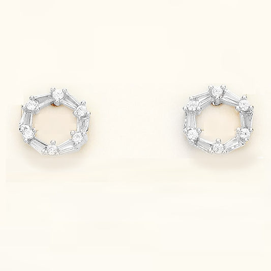 Cubic Zirconia Halo Stud Earrings