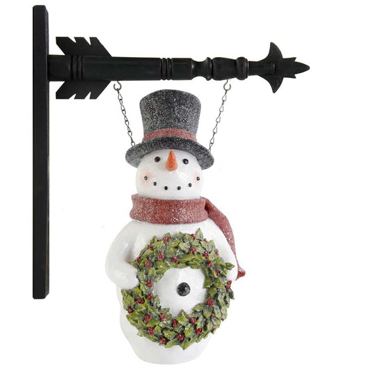 Glittered Snowman with Wreath Arrow Replacement Sign