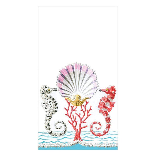 Seahorses and Shell Paper Guest Towel Dinner Napkins - 15 Per Package