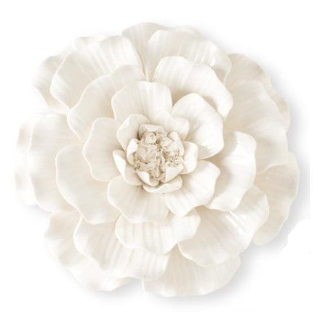 Wall Hanging Glossy Ceramic Wavy White Flowers (assorted sizes)