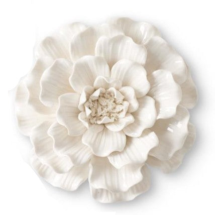 Wall Hanging Glossy Ceramic Wavy White Flowers (assorted sizes)