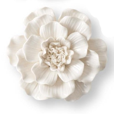Wall Hanging Glossy Ceramic Wavy White Flowers (Set of 3)