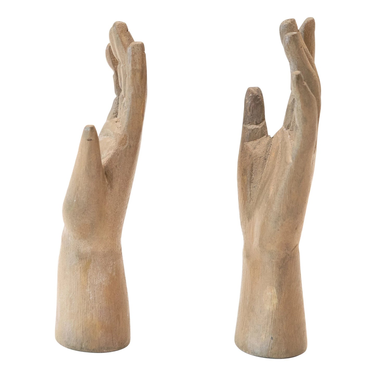 Hand-Carved Mango Wood Hands, Small (Hangs or Sits, Set of 2)
