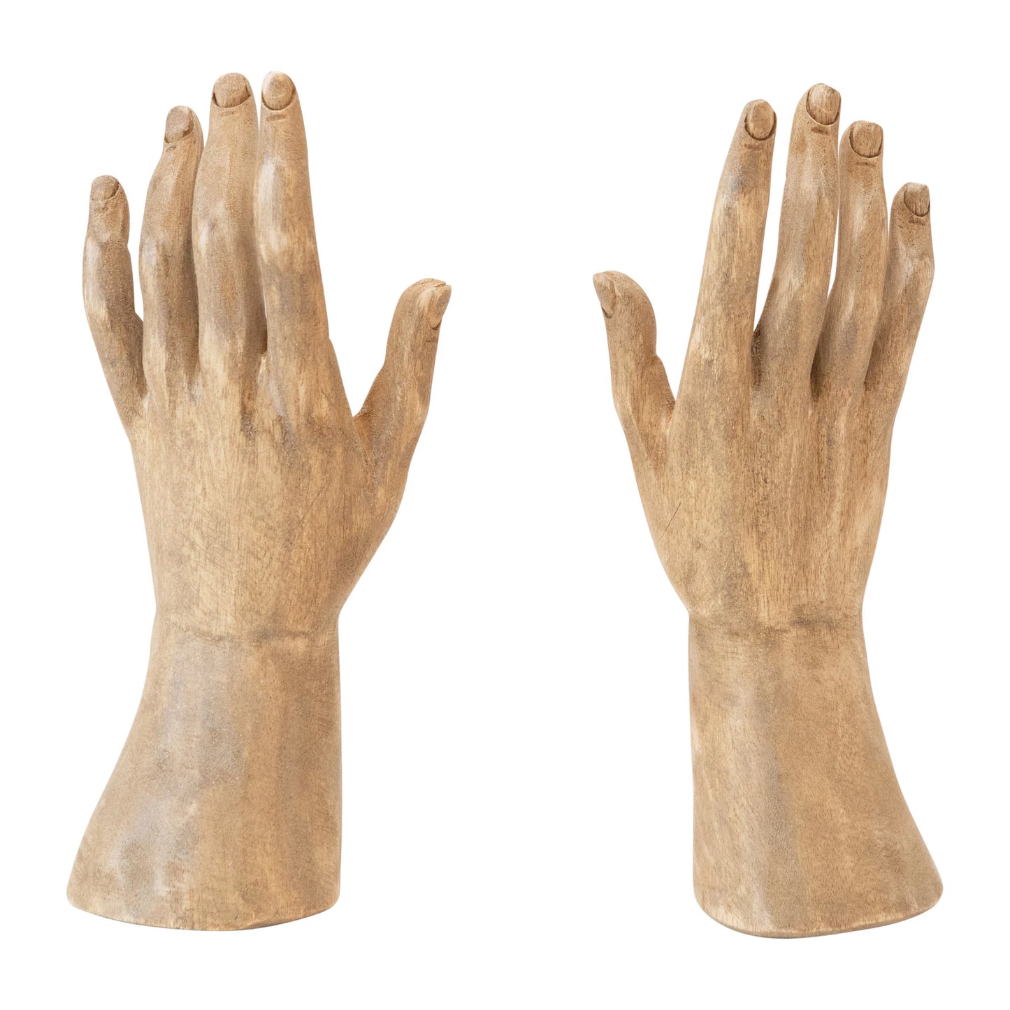 Hand-Carved Mango Wood Hands, Medium (Hangs or Sits, Set of 2)