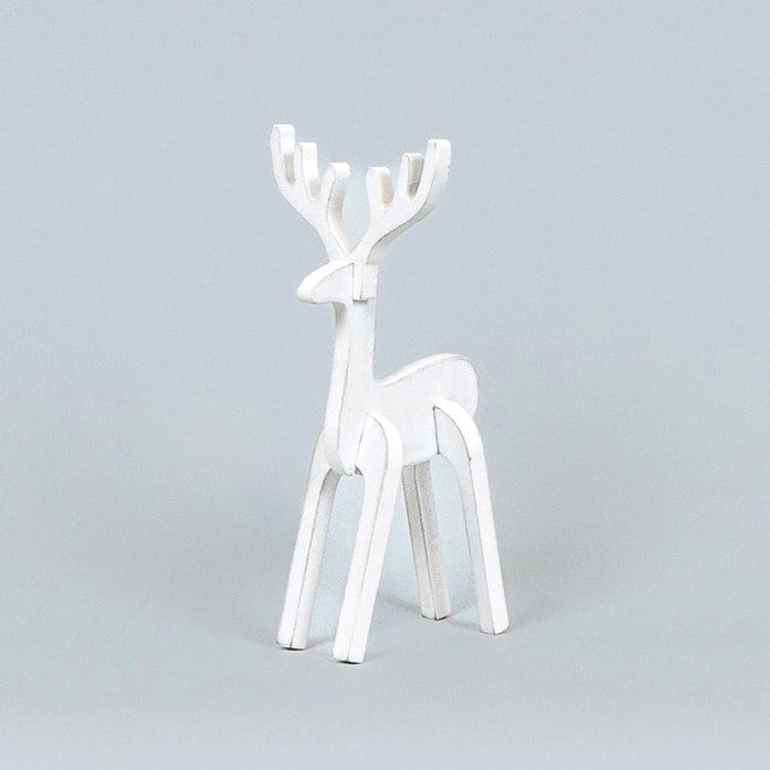 White Wood Cutout Reindeer Figurine (Small)