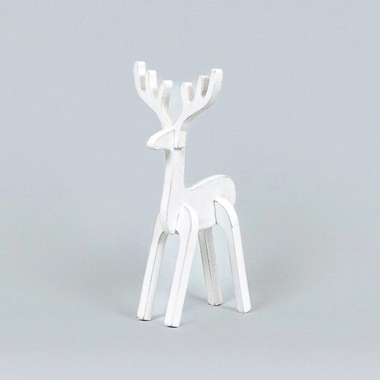 White Wood Cutout Reindeer Figurine (Small)