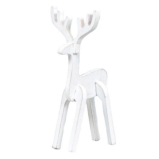 White Wood Cutout Reindeer Figurine (Small)
