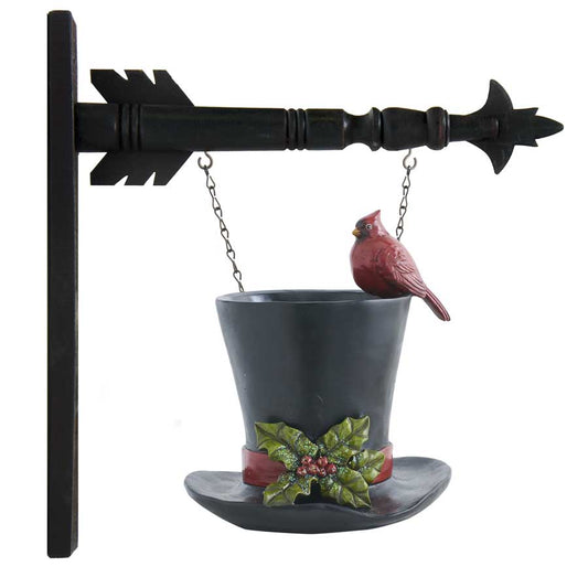 Black Top Hat Vase with Cardinal Arrow Replacement Sign