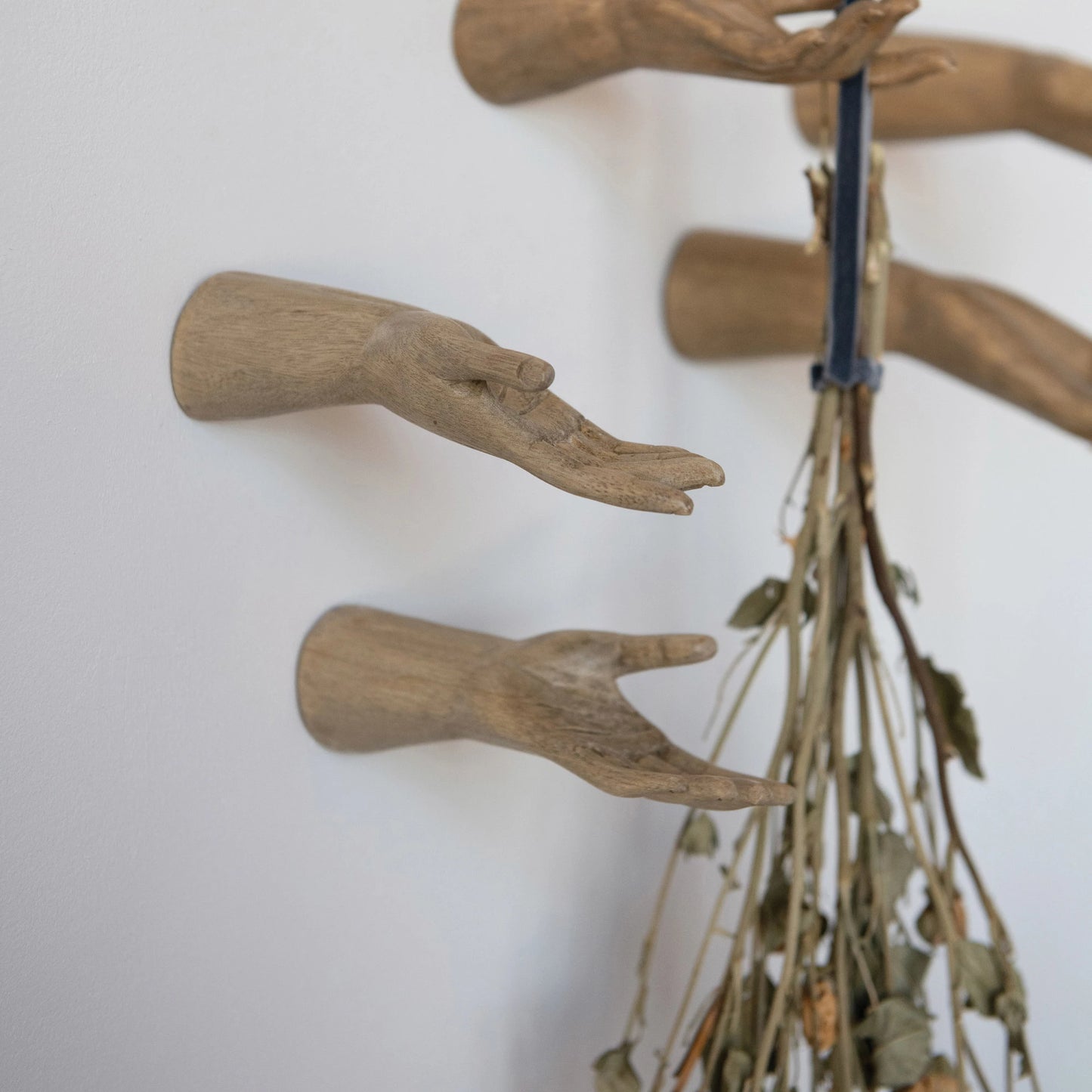 Hand-Carved Mango Wood Hands, Medium (Hangs or Sits, Set of 2)