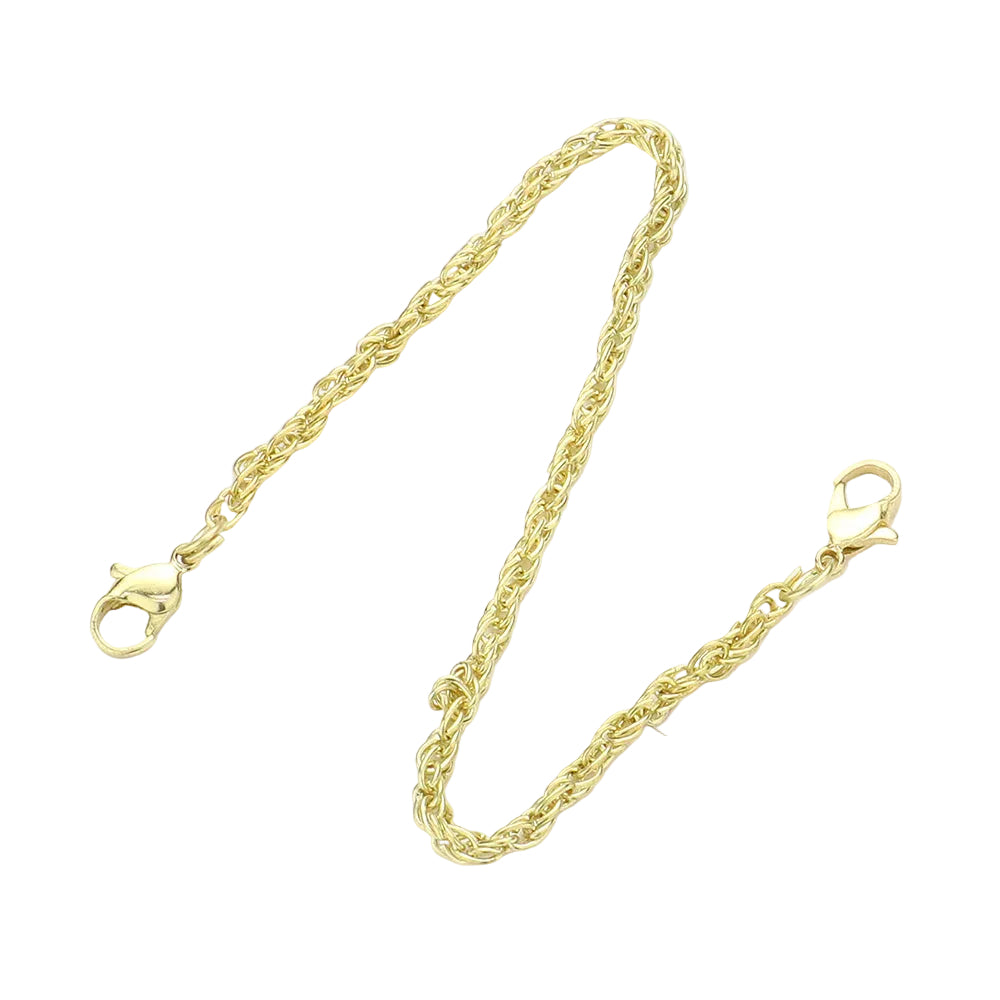 Gold chain necklace on a white background