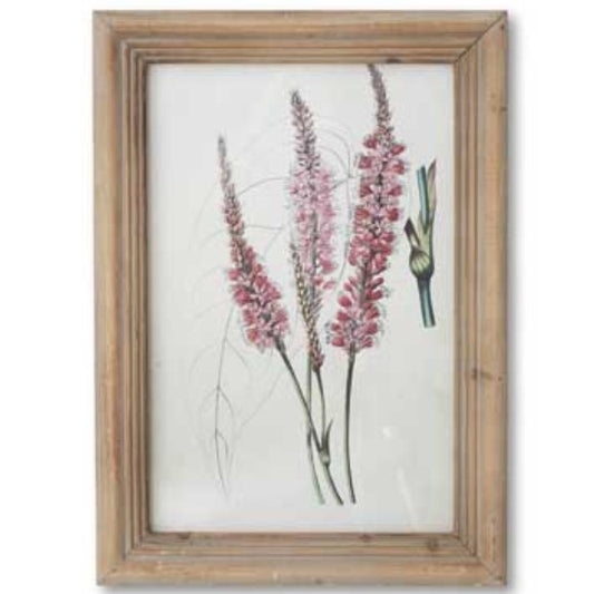 Flower Botanical Wall Art with Natural Frame (Pink Long)