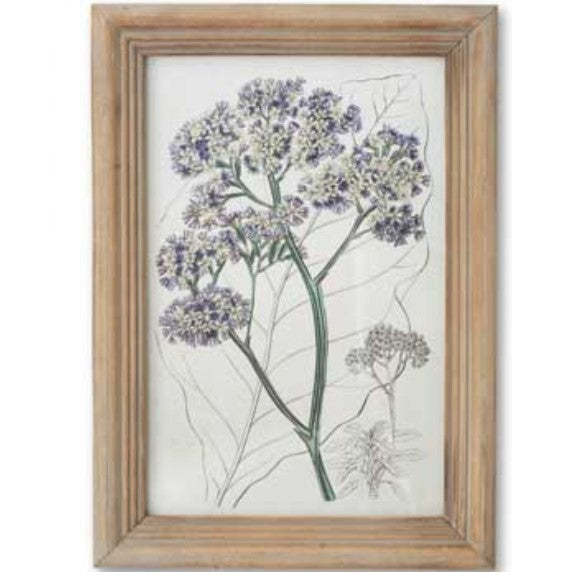 Flower Botanical Wall Art with Natural Frame (Lacy)