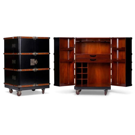 Polo Club Folding Trunk Bar on Wheels (Black)