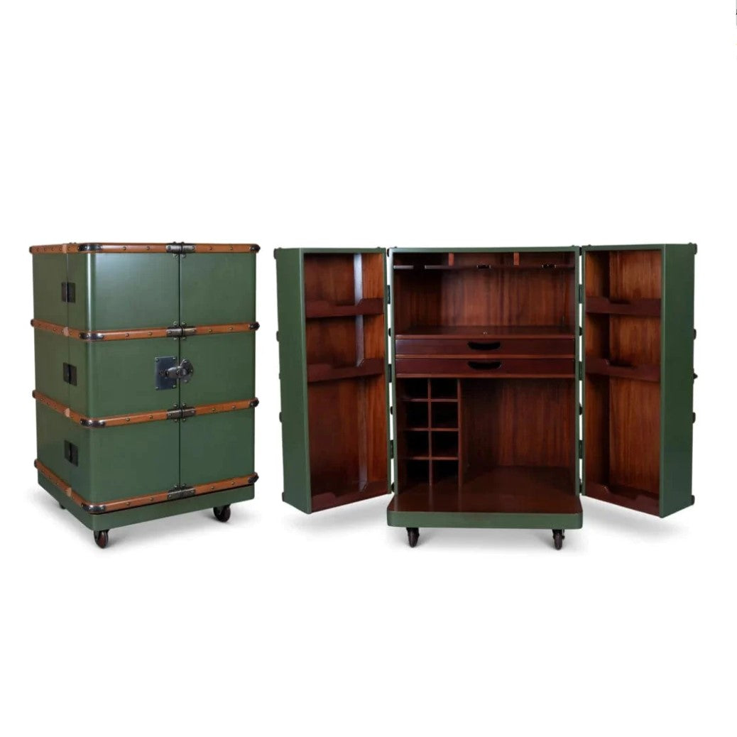 Polo Club Folding Trunk Bar on Wheels (Field Green)