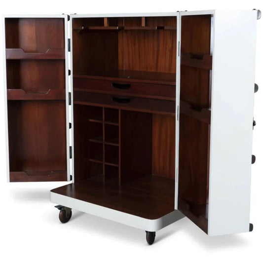 Polo Club Folding Trunk Bar on Wheels (Off White)