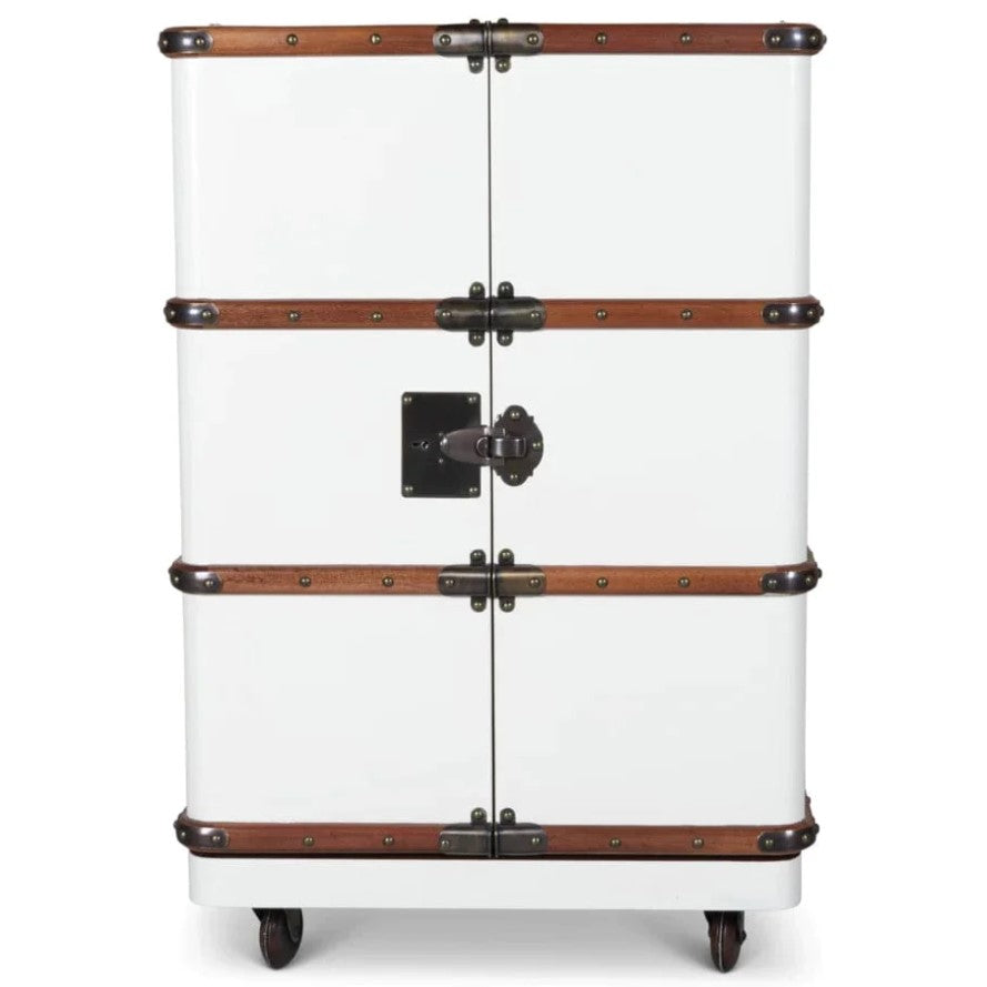 Polo Club Folding Trunk Bar on Wheels (Off White)