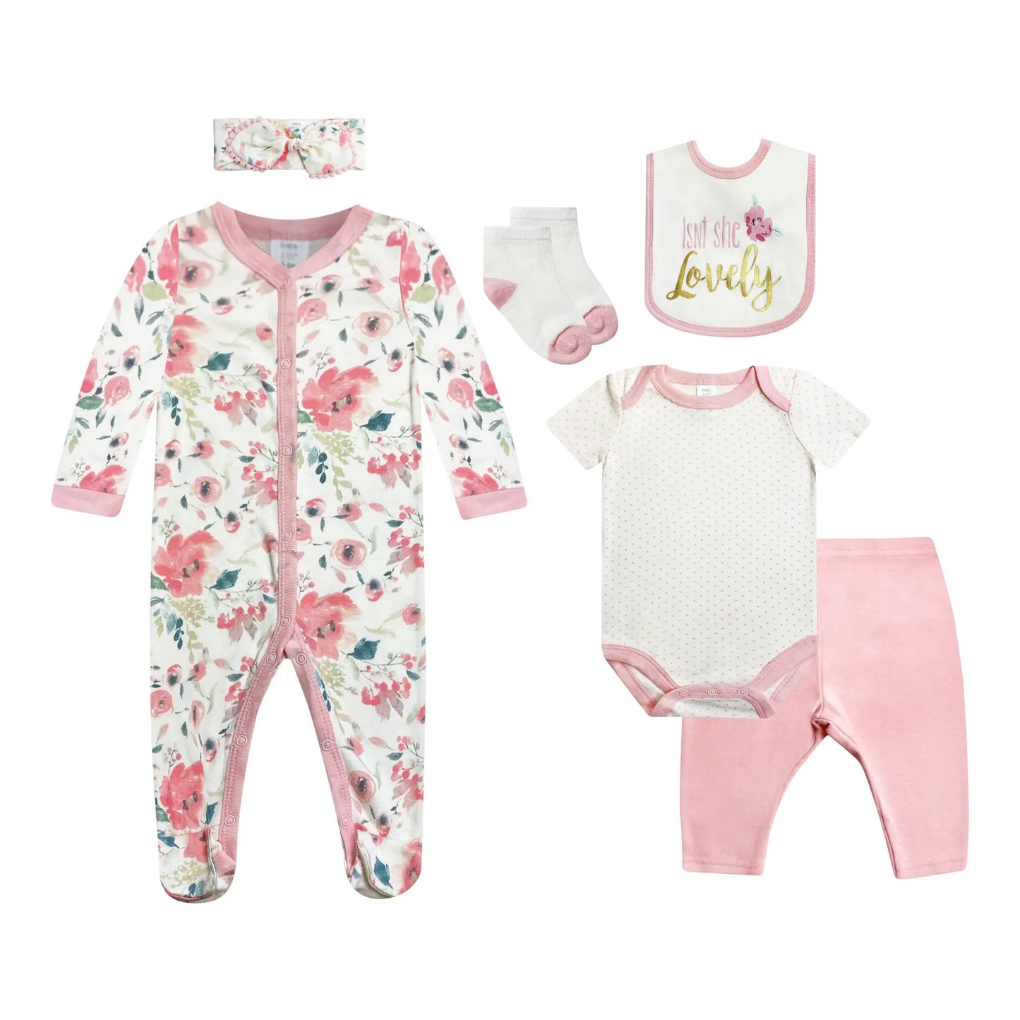 Floral Baby Girl Isn't She Lovely Layette Set - 0-3M