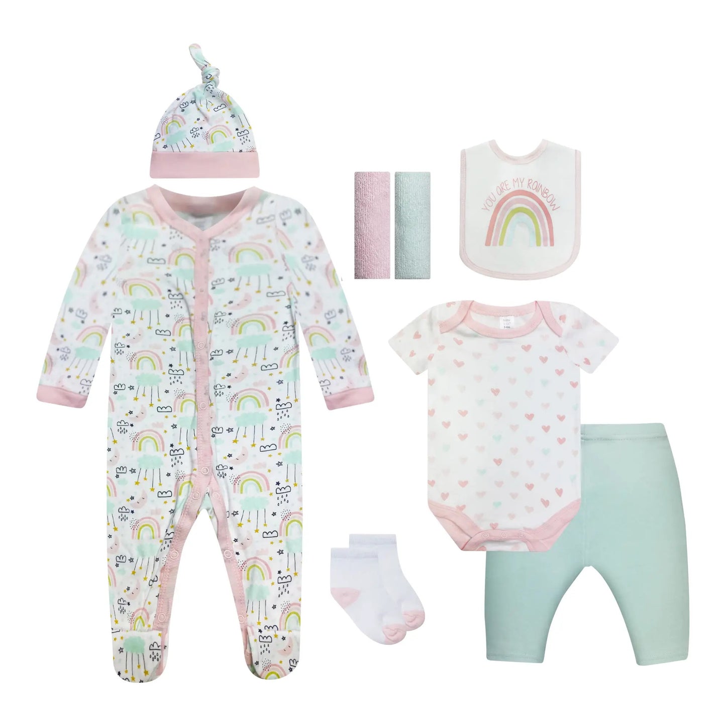 Pink Baby Girl Rainbow Layette Set - 0-3M