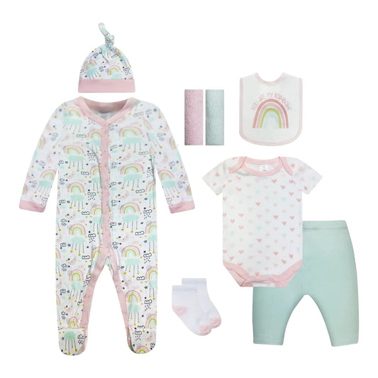 Pink Baby Girl Rainbow Layette Set - 0-3M