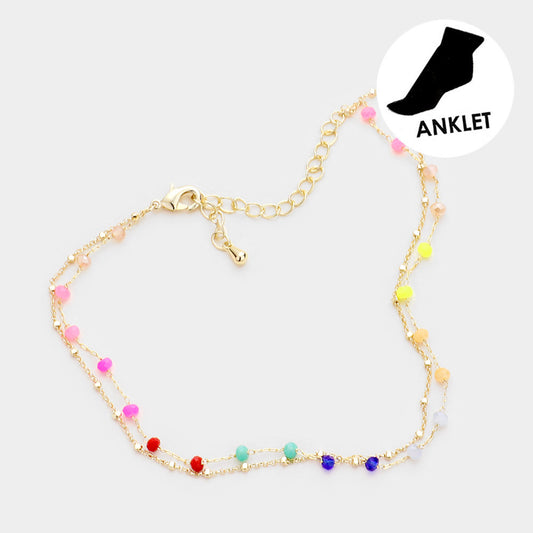 Bead Link Layered Anklet (Multi)