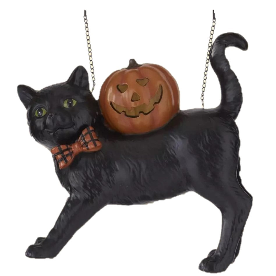 Black Cat Carrying Light Up Jack-O-Lantern Hanging Arrow Replacement Sign