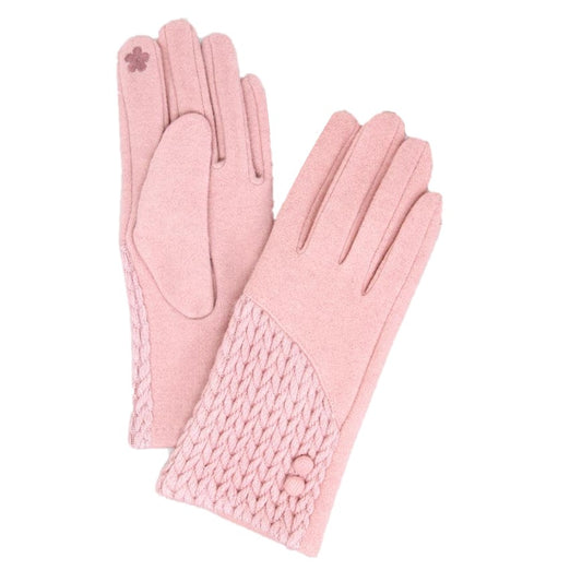 Cable Knit Button Touch Smart Winter Gloves (Assorted Colors)