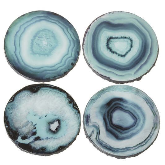 Blue Faux Agate Coaster Set