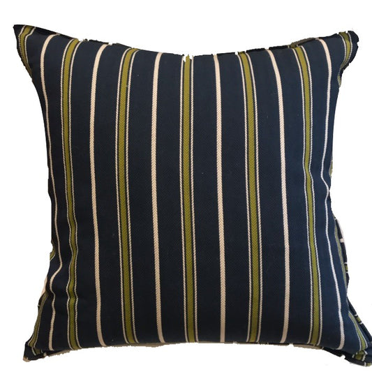 Blue, Green, White Striped Throw Pillow