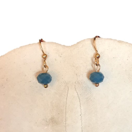 Blue Turquoise Faceted Bead Drop Earrings