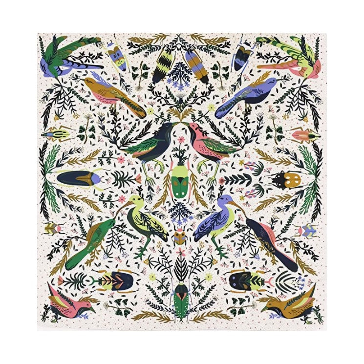 Botanical Bird Square Satin Scarf