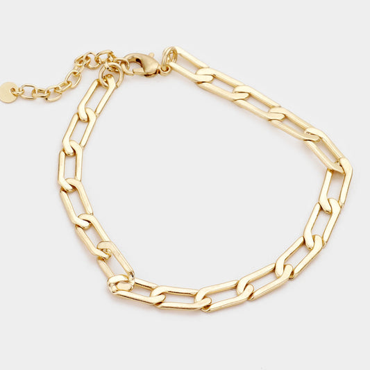 Metal Chain Link Bracelet (Gold)
