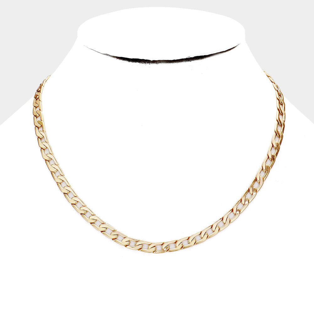 Chunky Metal Chain Link Necklace (Worn Gold)