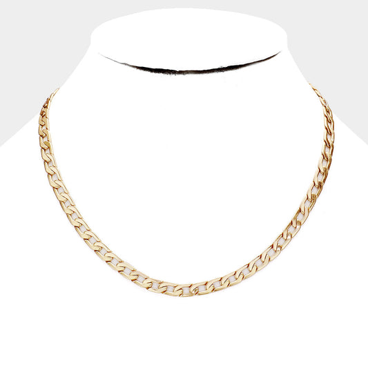 Chunky Metal Chain Link Necklace (Worn Gold)
