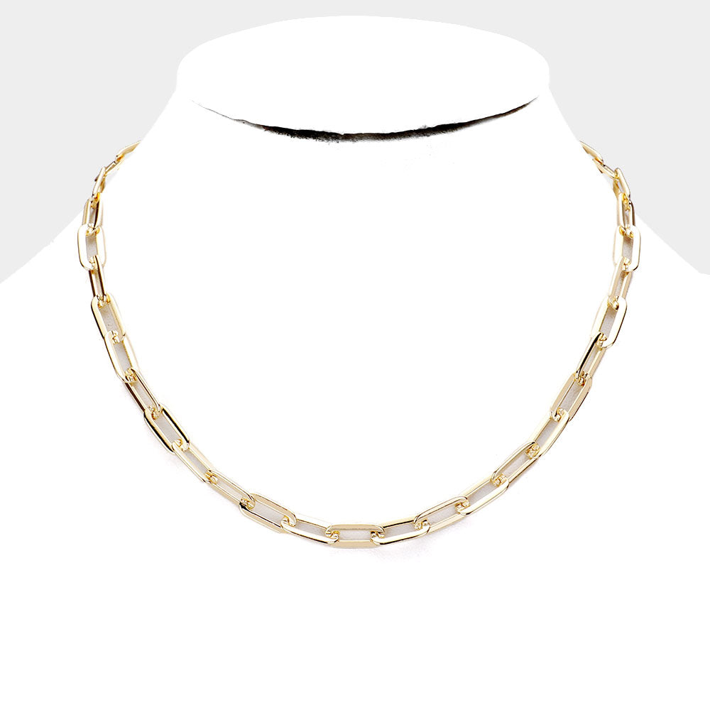 Metal Chain Link Necklace (Gold)