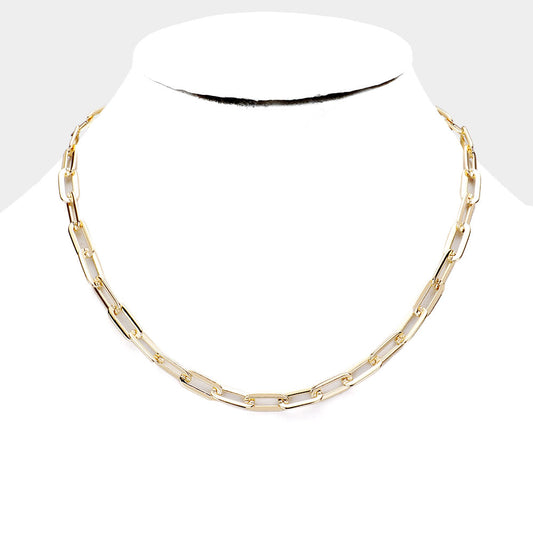 Metal Chain Link Necklace (Gold)