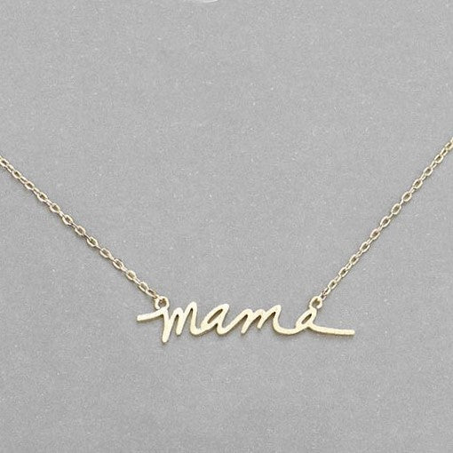"Mama" Script Pendant Necklace (gold)