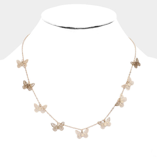 Brass Metal Butterfly Necklace