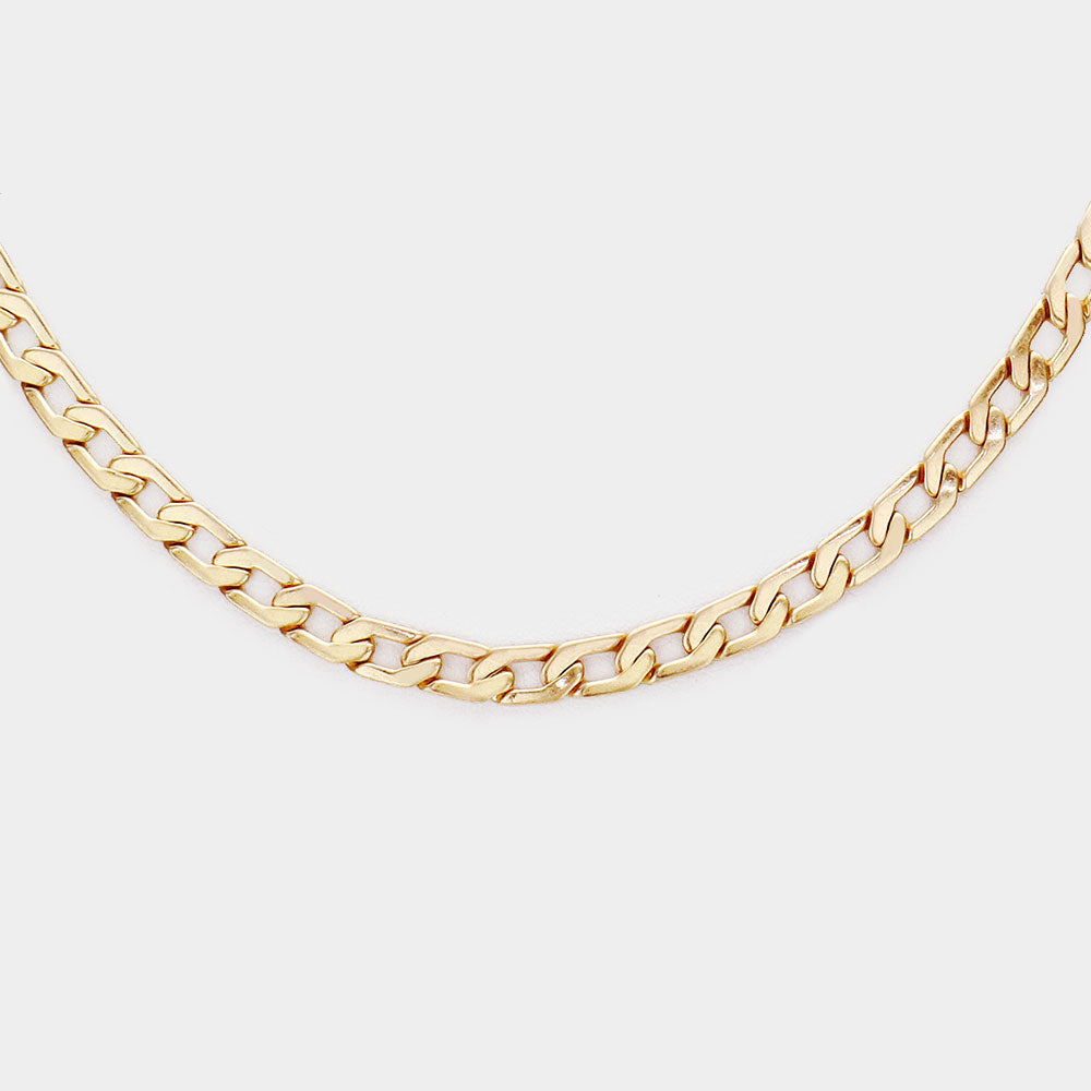 Chunky Metal Chain Link Necklace (Worn Gold)