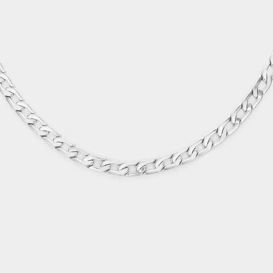 Chunky Metal Chain Link Necklace (Worn Silver)