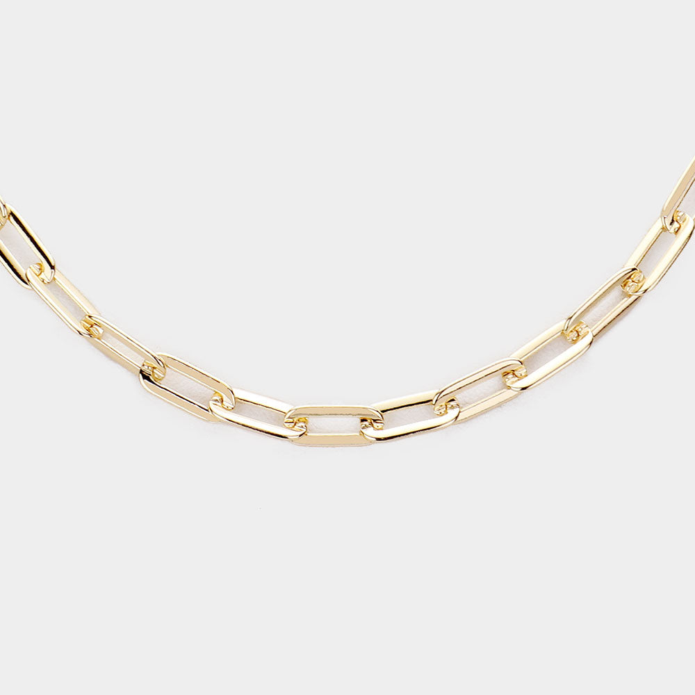 Metal Chain Link Necklace (Gold)