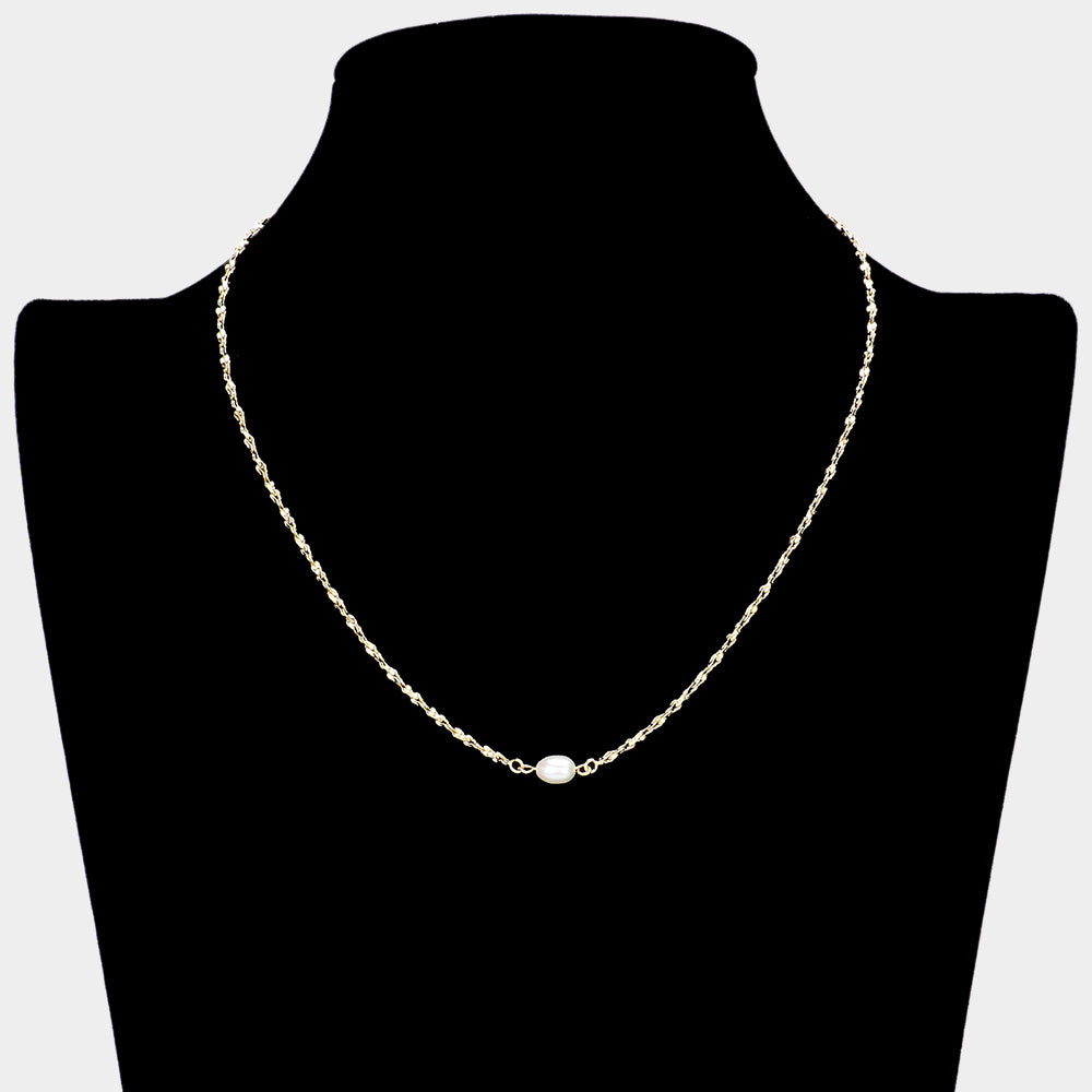 Petite Pearl Pendant Necklace (Gold)